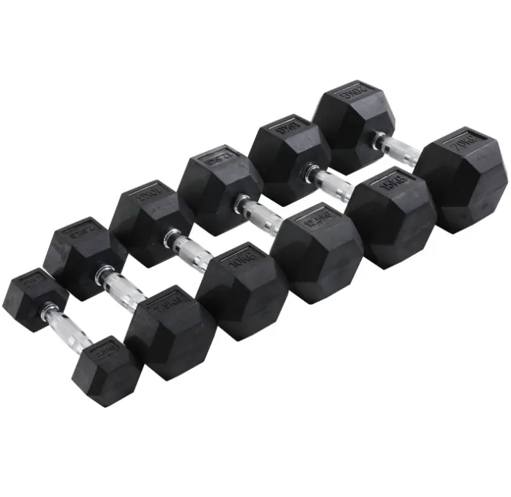 Evet veya hayır özel spor salonu 20Kg 50Kg tam Dumbell seti Mancuernas Exercise gonales sistemi Hex Dumbbells egzersiz için