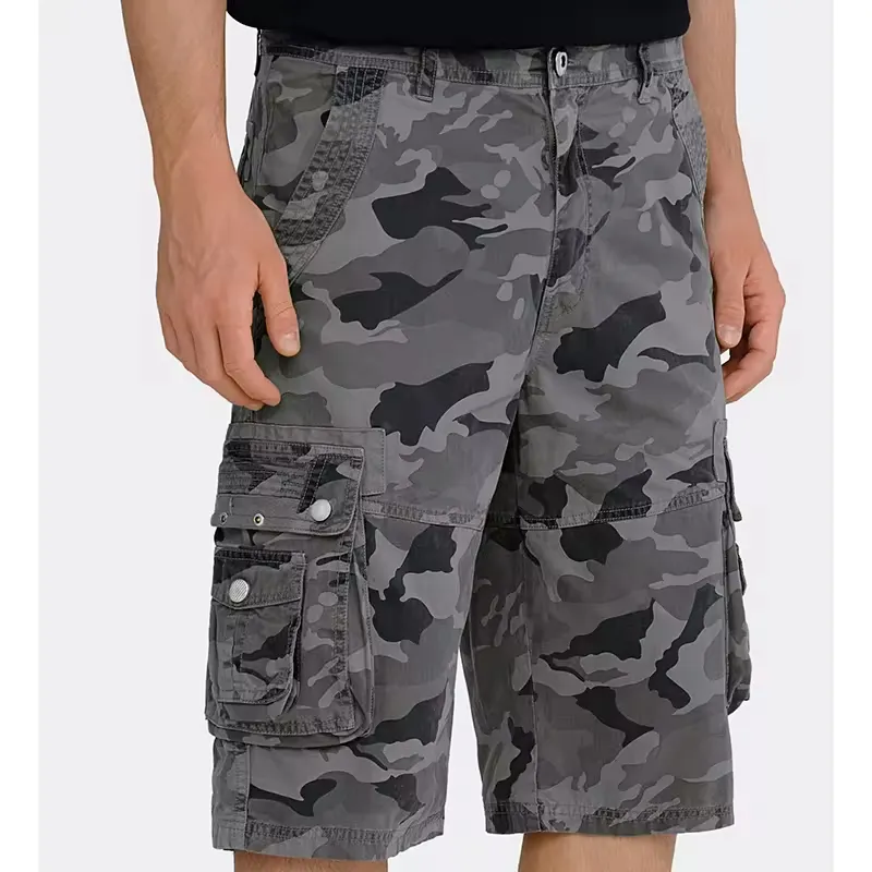 Vêtements d'été pour hommes Short cargo en coton ample et mince avec ceinture Short cargo décontracté avec taille personnalisée, couleur et logo