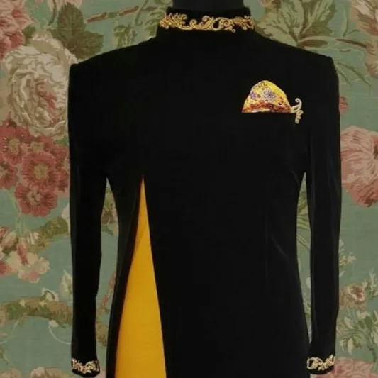 SHERWANI-tela de seda con combinación de COLOR negro y amarillo, zapatos a juego con vestido para fiesta, boda, 2023