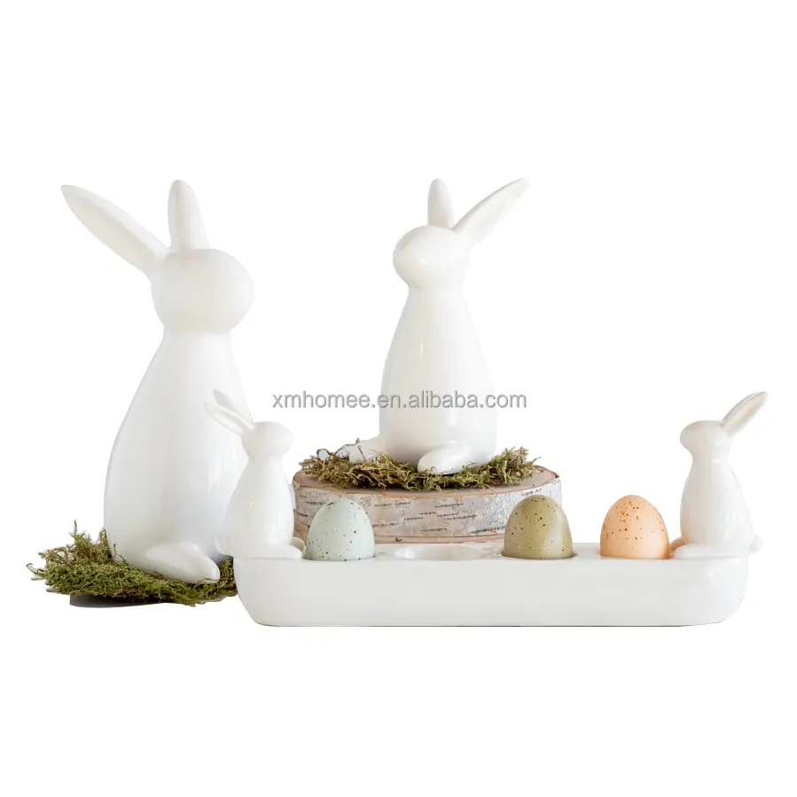 2024 moderno coniglietti in ceramica bianca porta uova in ceramica bianca collezione coniglietto di pasqua con decorazione coniglietto porcellanea portauovo Set