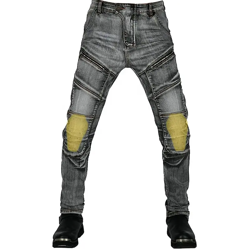 Custom Homens Motocicleta Jeans Jeans Reforçado Feito Safety Motor Biker Calças Calças Blindado Com Almofadas