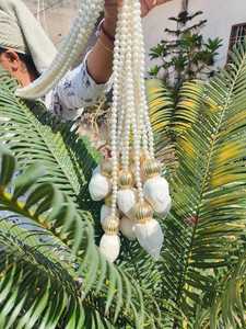 Cuerdas de perlas pesadas con Capullos de loto Sola Cuerda de perlas de madera Pellikooturu Seemantham Langavoni Función Decoraciones Decoración de templo - Product Image 4