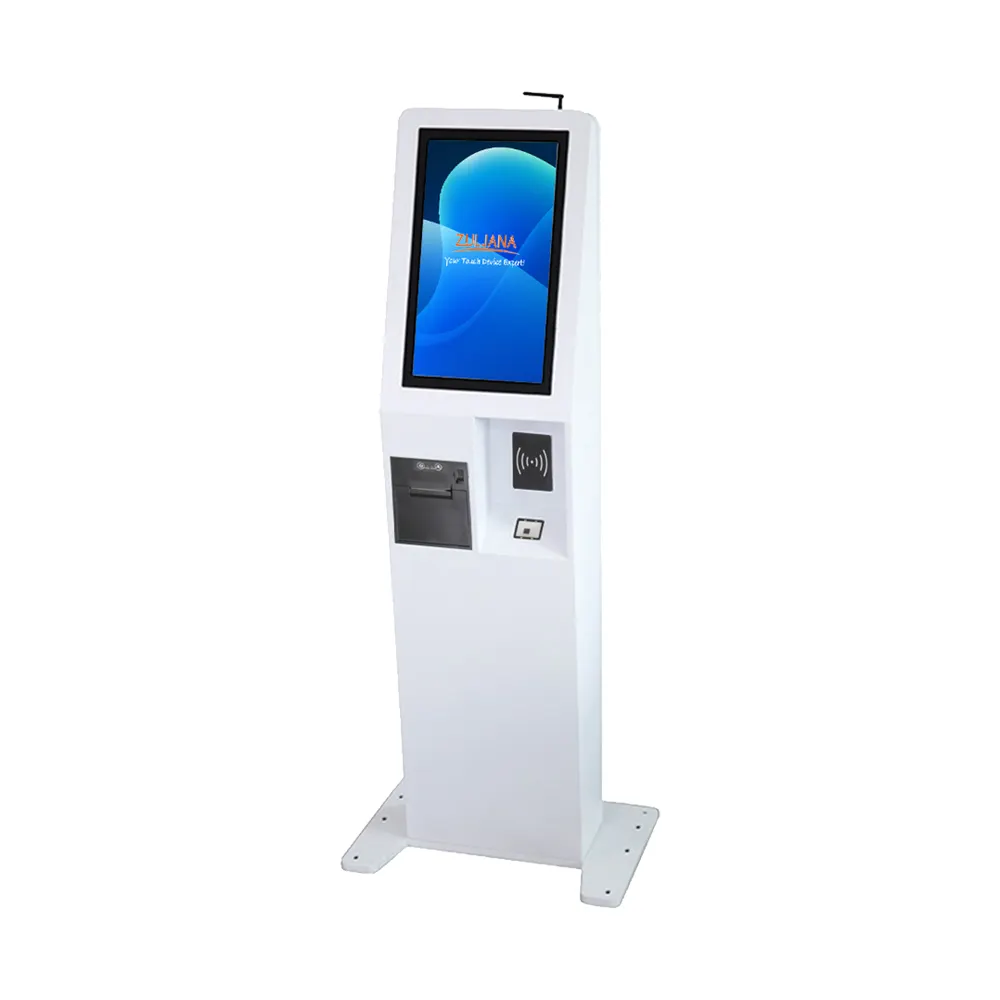 Máquina de pagamento sem dinheiro para checkout, preço de fábrica, autoatendimento, com impressora térmica e scanner QR para hotéis, saúde e varejo