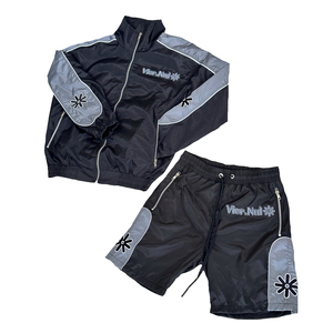 Özel süblimasyon Zip Up rüzgarlık ceket erkekler için Vintage 100% kırışık kabuk rüzgarlık naylon eşofman