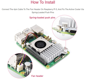 Aismartlink Offizieller Raspberry Pi 5 Active Cooler, Pi5 Active Cooler kombiniert temperatur gesteuerten Gebläse - Product Image 6