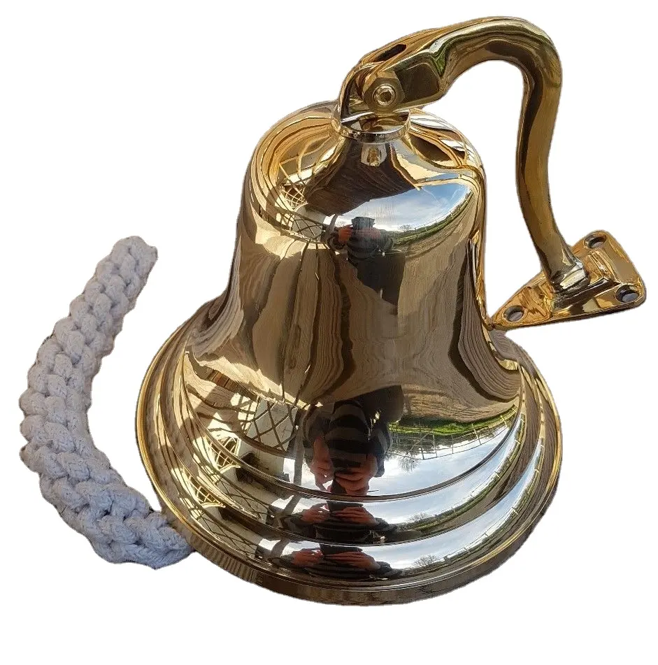 Campane Marine ottone manico in legno campana nautica in ottone/arte religiosa indiana in metallo e modello di placcatura in ottone di forma personalizzata da collezione