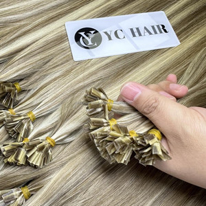 100% Remy doğal Keratin düz ucu insan saçı postiş çift sarışın ve kahverengi peruk tipi çizilmiş - Product Image 2