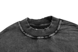 Yüksek kalite ağır pamuk asit yıkama Hoodies boy damla omuz kazak Crewneck baskılı toptan polar polar