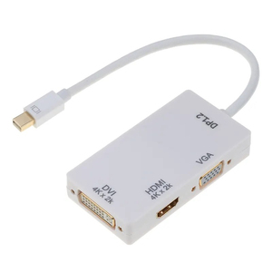 工厂供应 4 K 3 合 1 Mini DP Displayport Thunderbolt 至 HDMI DVI VGA 适配器，适用于苹果 MacBook - Product Image 1