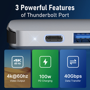 TC52 7 en 2 Entrada Dual Tipo C a 4K 30Hz HDMI 3,0 Estación de acoplamiento Hub USB con 100W Tipo C PD SD TF para Mac - Product Image 3