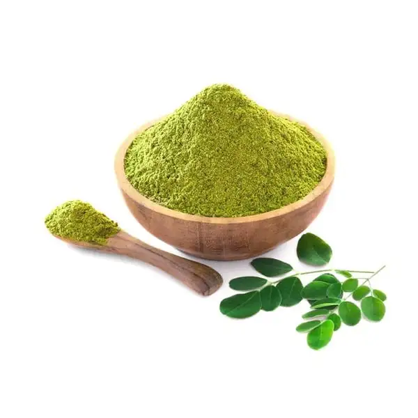 Moringa em pó é um suplemento de saúde altamente nutritivo e popular derivado das folhas da árvore Moringa oleifera.