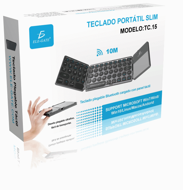 Teclado sem fio recarregável dobrável Bluetooth