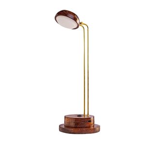 Handmade 100% Sheesham Gỗ Bảng Đèn 12W BIS Đánh Dấu inbuilt LED <span class=keywords><strong>USB</strong></span> Sạc Cổng Hiện Đại Trống Bóng Râm Kích Thước Lớn Brass Điện - Product Image 1
