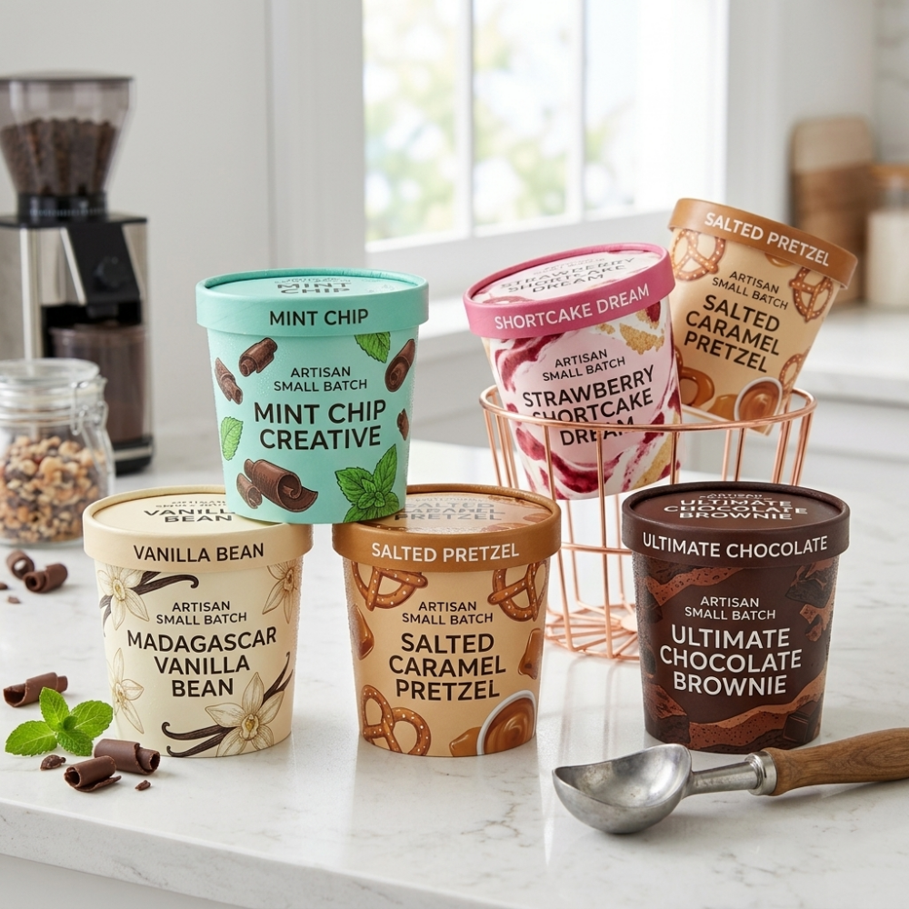custom ice cream cup with paper lid