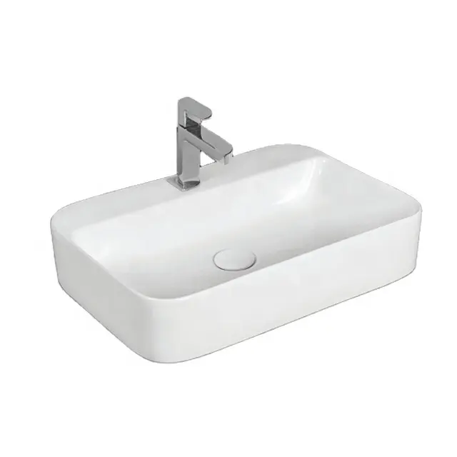 Lavabo blanco de cerámica para baño, pila moderna de alta calidad para encimera, bajo precio