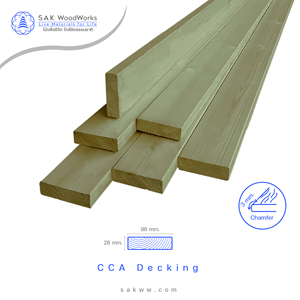 SAK WoodWorks CCA Treated Northern Pine Decking 28 mm X 96 mm X 6 m Extra Long Outdoor Floor Anti-Slip Feature <strong>Teak</strong> Material