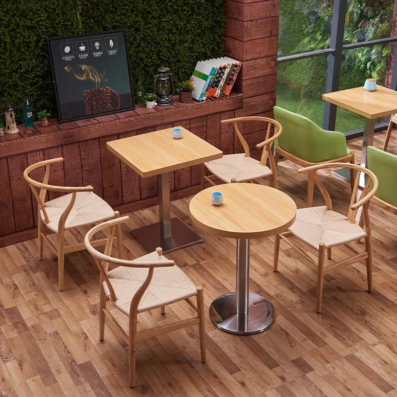 Moderne Tuinmeubelen Eettafel Set 4 Stoelen Restaurant Massief Houten Tafel Met Metalen Poot