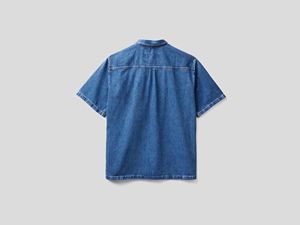牛仔衬衫水洗棉弹力蓝色黑色白色牛仔面料牛仔裤男式衬衫服装面料牛仔裤褪色石头水洗衬衫