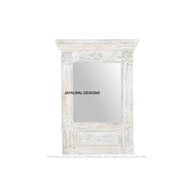 Espejo de pared colgante para decoración del hogar, marco de madera grande tallado rectangular de lujo, largo, de longitud completa