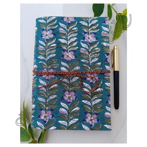 Custom Writing Journal Flower Hand <strong>Block</strong> <strong>Printed</strong> Fabric Cover Eco-Friendly Handmade Personalize Bound Journal <strong>Notebook</strong> Wholesale - Product Image 4