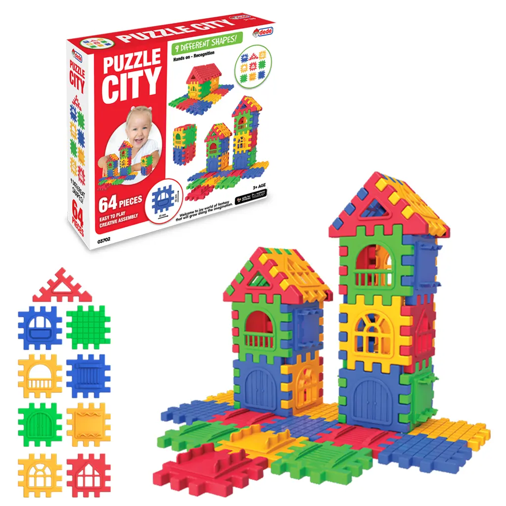 Puzzle City 64 Stück Form Spielzeug für Kinder und Baby Kreative Spiel geometrie Stapeln 3D Puzzle Pädagogische Kleinkinder Vorschule