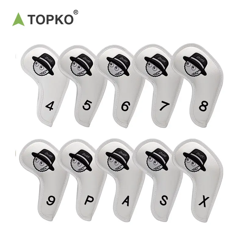 TOPKO 고품질 PU 골프 클럽 커버 10 개 세트 골프 클럽 보호 커버 골프 헤드 커버 세트