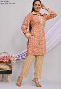 Klasik stil Rayon co-ord Set 2024 hazır rahat ve düzenli Gota Patti iş hint ve pakistan giyim ile giymek - Product Image 2