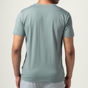 カスタムメンズピュアコットンVネックTシャツベーシックレギュラーフィット半袖ロゴデザインリクエスト - Product Image 4