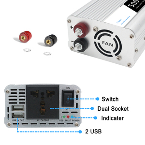 תדר נמוך 360w 500W DC 12v ל-AC 220v או 110v 2 יציאות USB פלט מהפך בגודל קטן