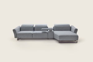 Ý thiết kế hiện đại lisbona bảy chỗ ngồi sô cô la vải Bìa sofa với Chaise longue ngả Bàn cà phê chất lượng cao - Product Image 3