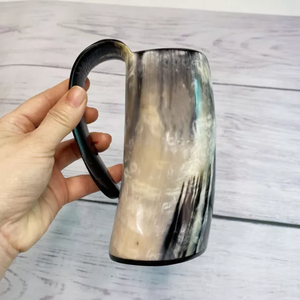 大型中世纪500毫升陶瓷杯独特的啤酒喇叭设计定制雕刻天然喇叭材料婚礼和圣诞礼物 - Product Image 6