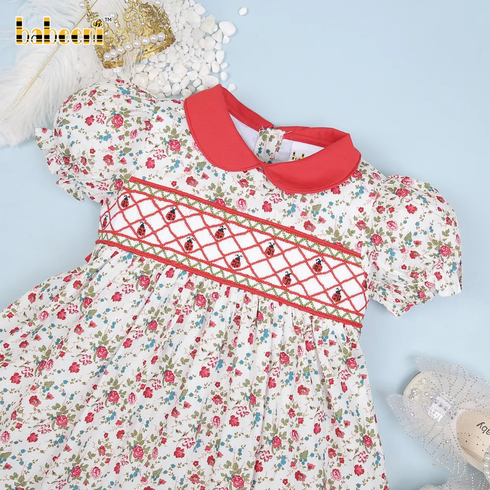 Vestido de mariquita bonito, ropa ahumada para bebé, BB1522