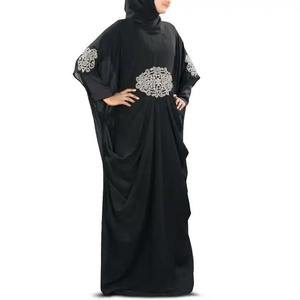 闪亮丝滑粘胶时尚女装Abaya jilbab优雅中庸定制设计女装穆斯林连衣裙Abaya宽松腰带腰裙