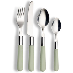 优雅手工制作的5 pcs不锈钢餐具套装，白色手柄，奢华银色风格 - Product Image 4