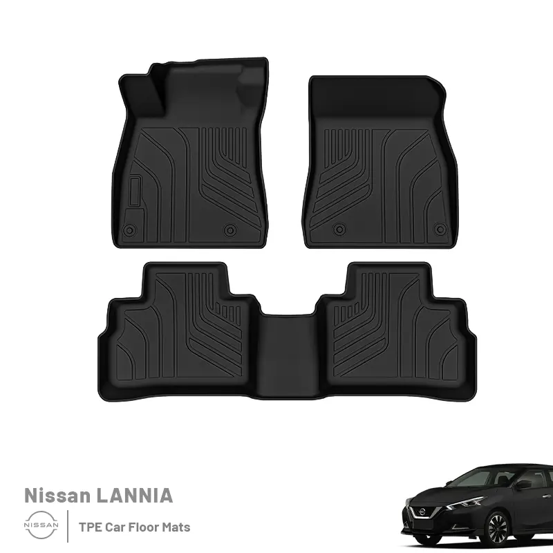 Tapetes de carro em TPE à prova d'água 3D com design personalizado, conjunto completo de tapetes para Nissan Lannia, tapetes para carros reciclados