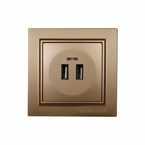 热卖现代豪华黄金高品质2A USB墙壁插座220V IP22 50/60hz ABS塑料，带2个USB端口英国美国欧盟标准 - Product Image 1