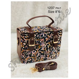 Cotton Block Prints Fabric Custom Fashion Ladies Office Purses Handbag's Shoulder <strong>Bag</strong> Ladies Box Shape <strong>Bag</strong> With Detachable Sling - Product Image 6