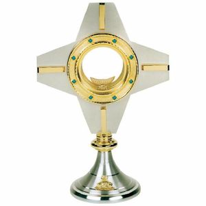 Altın bitirme ile maliyet-etkin pirinç Monstrance yuvarlak şekil kabartmalı tasarım süper kalite boncuk kakma ile ekran için - Product Image 5