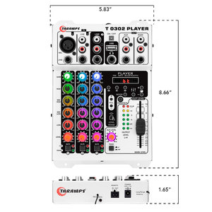Taramps Audio Mixer T0302 Player 3 <strong>Input</strong> and 2 <strong>Output</strong> Channel 72 RGB LED With Remote Control USB FM MP3 DJ Mixer <strong>Bluetooth</strong> Sound - Product Image 4