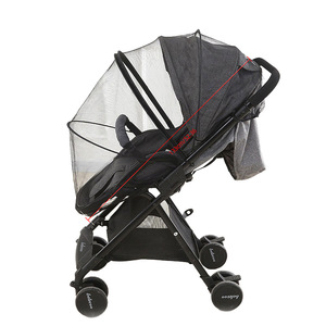 Parasole per passeggino universale e zanzariera 2-in-1 copertura per passeggino protezione UV con cerniera a 2 vie (nero) rete parasole per bambino - Product Image 1