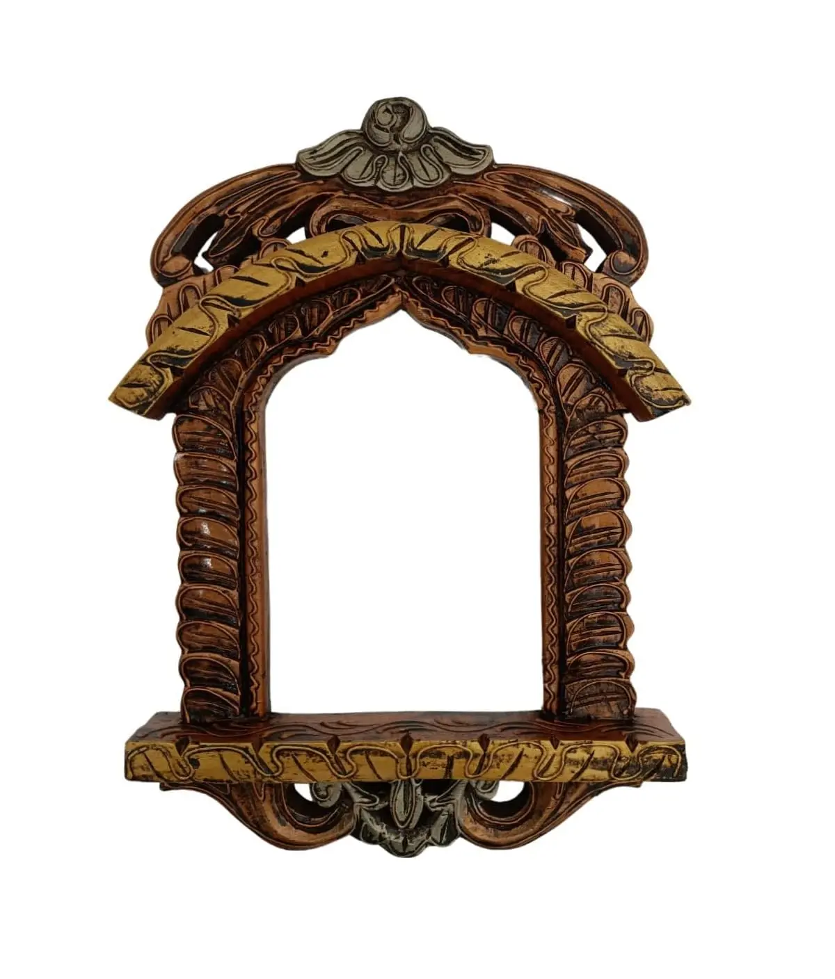 Hand gefertigter traditioneller hölzerner Spiegel rahmen (Kupfer 27 Zoll) Massivholz Hand bemalte Wandbehang Spiegel rahmen Holz hängen