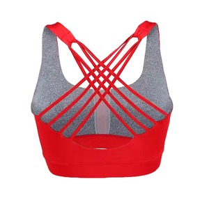 Toptan özel Logo yüksek kalite özel Logo Yoga sutyen üst spor kadın spor sutyeni kırmızı renkte - Product Image 4