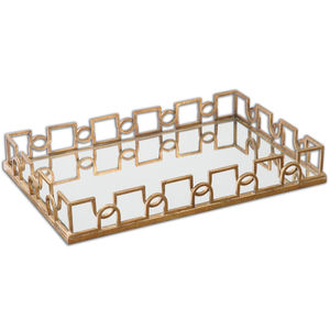 热销装饰圆形金色托盘，带镜面优雅托盘现代设计，价格便宜 - Product Image 5