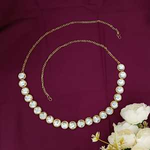 インドの女性の金メッキのFaux KundanクリスタルウエストベルトベリーチェーンKamarbandhジュエリーウェディングパーティーラインストーンブライダルS"