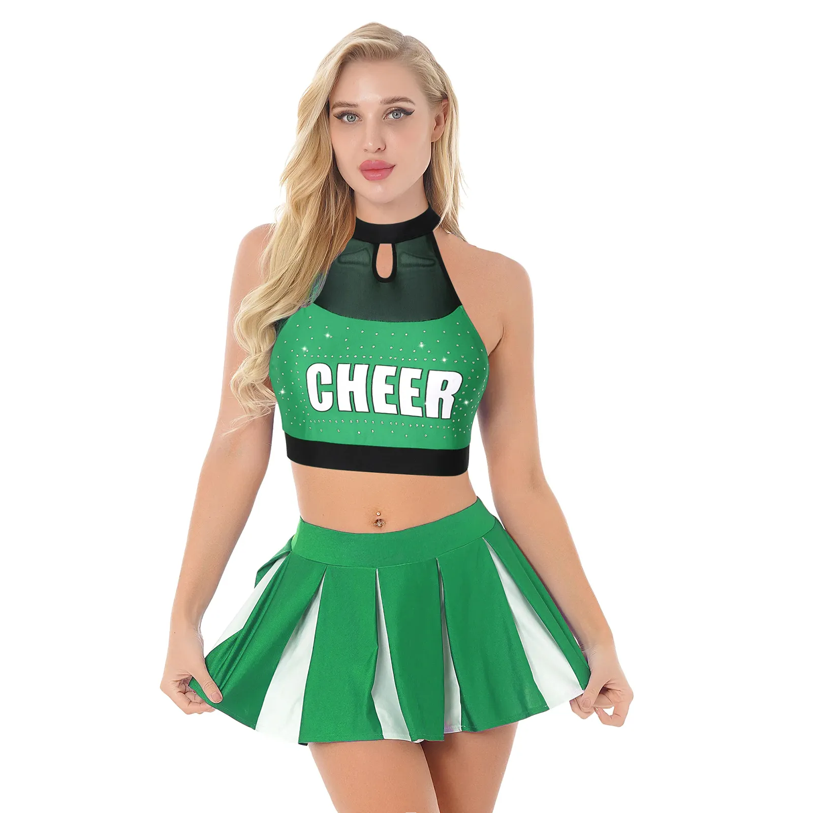 Uniforme de animadora personalizado para chicas, uniforme sexy de calidad para baile de porristas, 100%