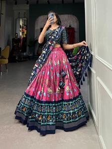 FashionHarbour geleneksel Shibori boyalı tunate ipek Lehenga Choli süslü Zari dokuma ile bütçe dostu toptan anlaşma