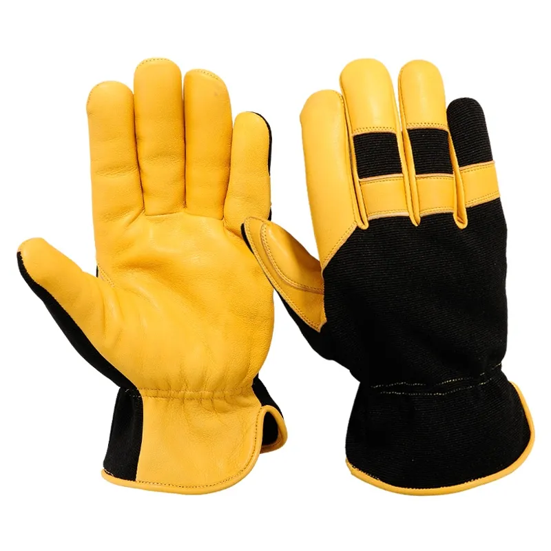 Высококачественные желтые перчатки для водителя из коровьего зерна, защитные рабочие защитные перчатки для мужчин