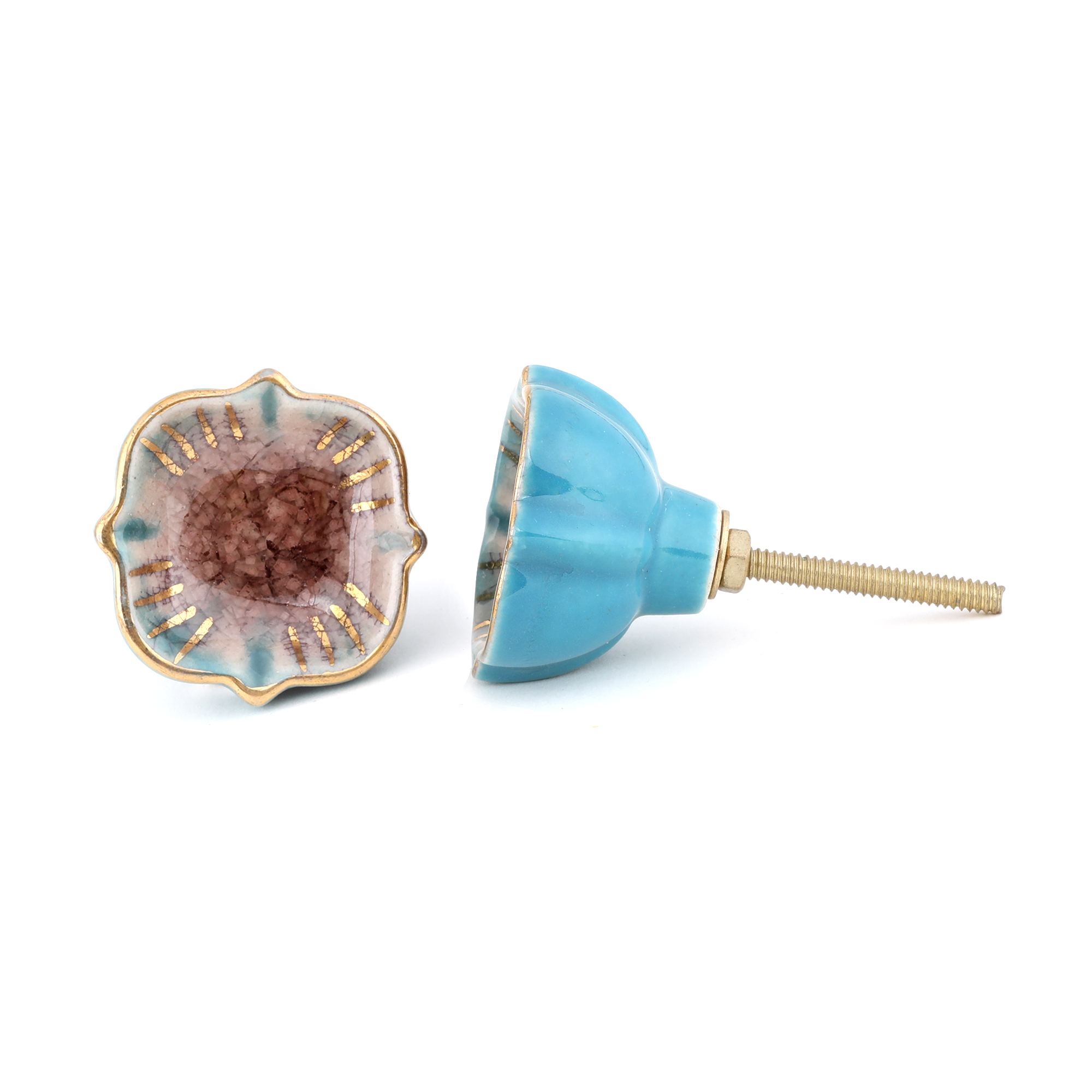 Turquoise with pink center and gold accents