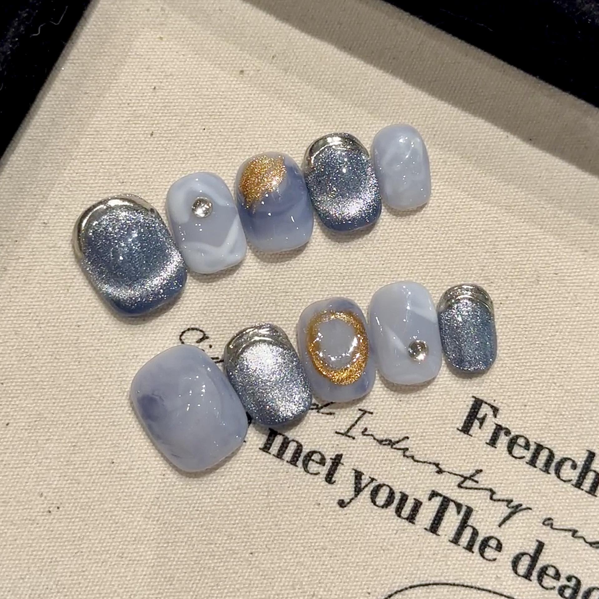 soft misty blue grey, milky white