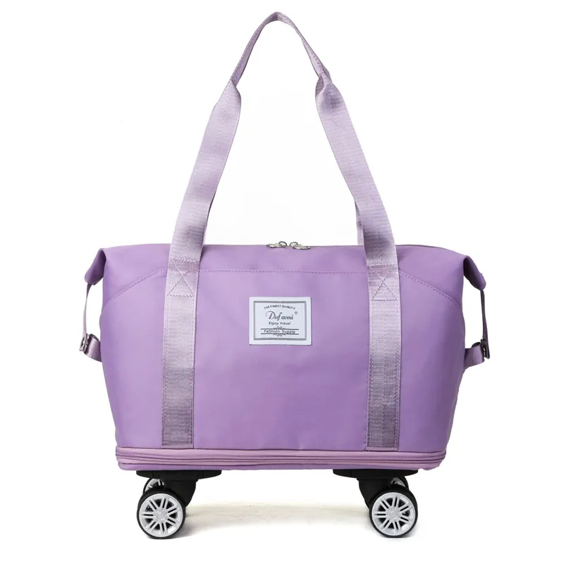 Bolsa de equipaje rodante plegable extensible, bolsa de viaje grande de fin de semana con asa de ruedas para aventuras de viaje